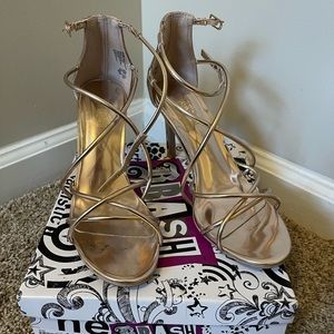 Rose gold strapped heels